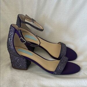 Betsey Johnson Purple Glitter Block Heels